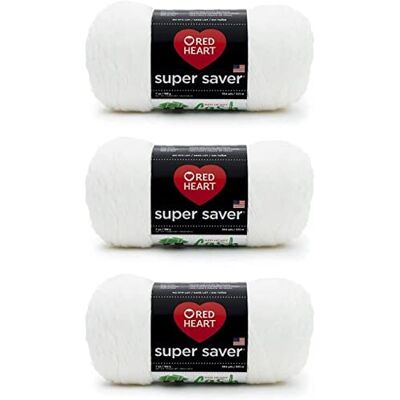 Red Heart Super Saver Confezione da 3 pezzi, 198 g, in acrilico, 4 medi (pettinati), 300 m, per lavori a maglia, uncinetto, artigianato e amigurumi, colore: bianco Red Heart Super Saver Confezione da 3 pezzi, 198 g, in acrilico, 4 medi (pettinati), 300 m, per lavori a maglia, uncinetto, artigianato e amigurumi, colore: bianco