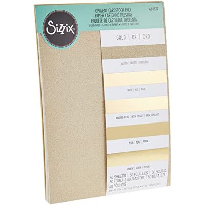 Sizzix Surfacez The Opulent Confezione di Cartoncini 250gsm con Finiture Assortite A4-50 Fogli Oro Sizzix Surfacez The Opulent Confezione di Cartoncini 250gsm con Finiture Assortite A4-50 Fogli Oro