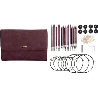 Knit Picks Options Set di ferri da maglia intercambiabili in legno, con custodia e pennarelli (viola reale) Knit Picks Options Set di ferri da maglia intercambiabili in legno, con custodia e pennarelli (viola reale)