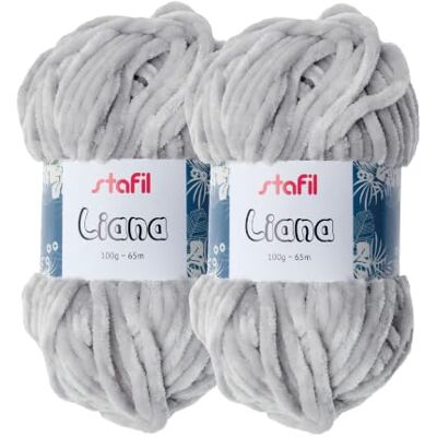 Stafil Filato Liana Effetto Morbida Ciniglia 100 g Set 2 Gomitoli Colore Grigio Chiaro Stafil Filato Liana Effetto Morbida Ciniglia 100 g Set 2 Gomitoli Colore Grigio Chiaro