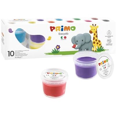 PRIMO Easydò Pasta da Modellare, Kit Pasta Modellabile Morbida, 10 Panetti 100g x 10 Colori per Bambini 3+Anni, Lunga Durata, Made in Italy, Testata Set Cartoleria e Lavoretti Creativi per Bambini PRIMO Easydò Pasta da Modellare, Kit Pasta Modellabile Morbida, 10 Panetti 100g x 10 Colori per Bambini 3+Anni, Lunga Durata, Made in Italy, Testata Set Cartoleria e Lavoretti Creativi per Bambini