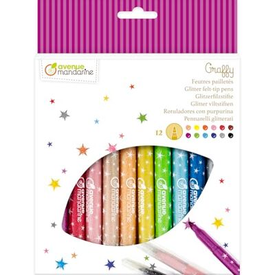 décopatch Avenue Mandarine Una busta di 12 feutres pailletés décopatch Avenue Mandarine Una busta di 12 feutres pailletés