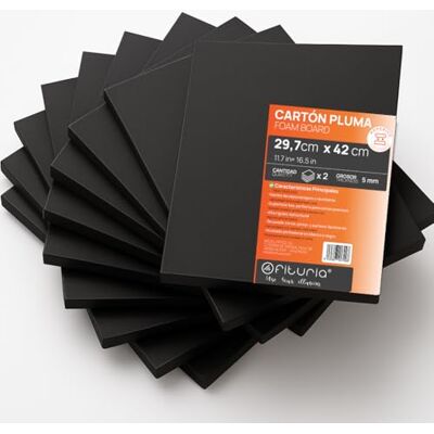 OFITURIA Pannello in Schiuma Nero A3 Adesivo (29.7x42 cm) Pack 2 pz, Lastra di Polistirene Espanso Leggero e Rigido, Foamboard Multiuso a Taglio Facile, Ideale per Lavoretti e Modelli, Spessore 5 mm OFITURIA Pannello in Schiuma Nero A3 Adesivo (29.7x42 cm) Pack 2 pz, Lastra di Polistirene Espanso Leggero e Rigido, Foamboard Multiuso a Taglio Facile, Ideale per Lavoretti e Modelli, Spessore 5 mm