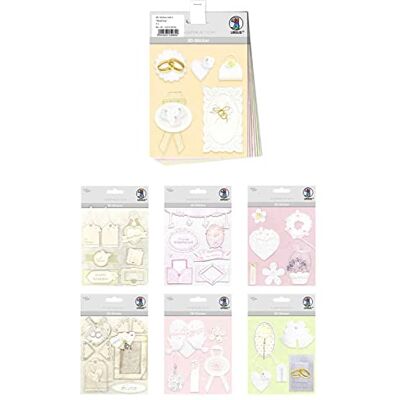 URSUS -3D-Sticker Cuore -Set 3D Wedding, Set con 7 Fogli di Adesivi di Colori Diversi, autoadesivi, Facili da Rimuovere, Adatti per la creazione di Cartoline, Multicolore, Medio, URSUS -3D-Sticker Cuore -Set 3D Wedding, Set con 7 Fogli di Adesivi di Colori Diversi, autoadesivi, Facili da Rimuovere, Adatti per la creazione di Cartoline, Multicolore, Medio,
