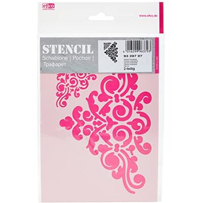efco , Foglio in plastica Trasparente per Stencil, con 2 Motivi Differenti, Formato A5. efco , Foglio in plastica Trasparente per Stencil, con 2 Motivi Differenti, Formato A5.