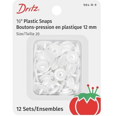 Dritz Bottoni a pressione in plastica, rotondi, bianchi, misura 20 (1/2 pollici) Dritz Bottoni a pressione in plastica, rotondi, bianchi, misura 20 (1/2 pollici)