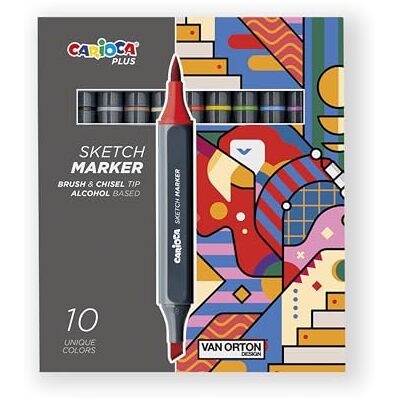 CARIOCA Plus Sketch Marker, Marcatori a Doppia Punta, Colori Assortiti, 10 Pezzi CARIOCA Plus Sketch Marker, Marcatori a Doppia Punta, Colori Assortiti, 10 Pezzi