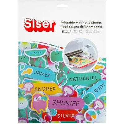 SISER ® Fogli Magnetici Stampabili A4 – 5 Fogli Vinile Magnetico Adesivo Waterproof per Stampanti Inkjet e Plotter da Taglio (Cricut, Silhouette, Juliet, Romeo) SISER ® Fogli Magnetici Stampabili A4 – 5 Fogli Vinile Magnetico Adesivo Waterproof per Stampanti Inkjet e Plotter da Taglio (Cricut, Silhouette, Juliet, Romeo)