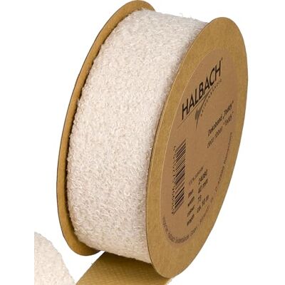 Halbach Seidenbänder Teddy Nastro decorativo in tessuto, larghezza: 40 mm, lunghezza: 10 m, per fai da te e cucire, colore: beige Halbach Seidenbänder Teddy Nastro decorativo in tessuto, larghezza: 40 mm, lunghezza: 10 m, per fai da te e cucire, colore: beige