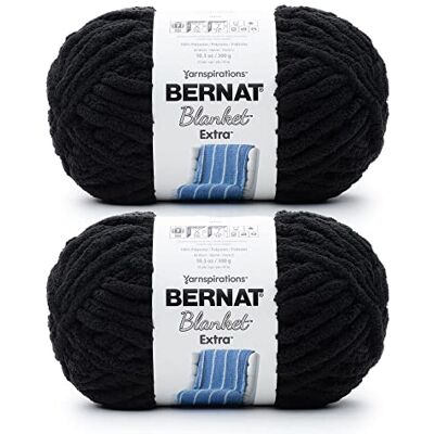 Bernat Blanket Extra Black Yarn – 2 confezioni da 300 g/10,5 oz – poliestere – 7 Jumbo – per maglia/uncinetto Bernat Blanket Extra Black Yarn – 2 confezioni da 300 g/10,5 oz – poliestere – 7 Jumbo – per maglia/uncinetto