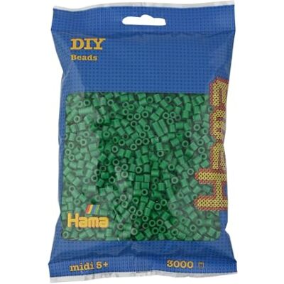 Hama Perline perline da stirare con circa 3.000 perline midi colorate con diametro di 5 mm, verde, divertimento creativo per bambini a partire dai 5 anni in su Hama Perline perline da stirare con circa 3.000 perline midi colorate con diametro di 5 mm, verde, divertimento creativo per bambini a partire dai 5 anni in su