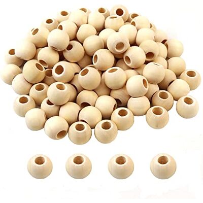Aqueens 100 Stück 15 mm natürliche Holzperlen, unlackiert, runde Holzperlen, lose Abstandshalter für Bastelarbeiten, 6,5 mm Loch Aqueens 100 Stück 15 mm natürliche Holzperlen, unlackiert, runde Holzperlen, lose Abstandshalter für Bastelarbeiten, 6,5 mm Loch