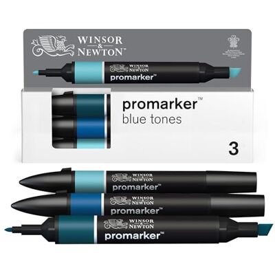 Winsor & Newton Promarker, Set di 3 Tonalità di blu Winsor & Newton Promarker, Set di 3 Tonalità di blu
