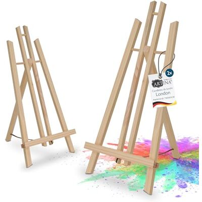 Artina Cavalletto da tavolo Set di 2 in legno massiccio di pino per tele pittura leggero da trasportare per artisti adulti e bambini London Artina Cavalletto da tavolo Set di 2 in legno massiccio di pino per tele pittura leggero da trasportare per artisti adulti e bambini London