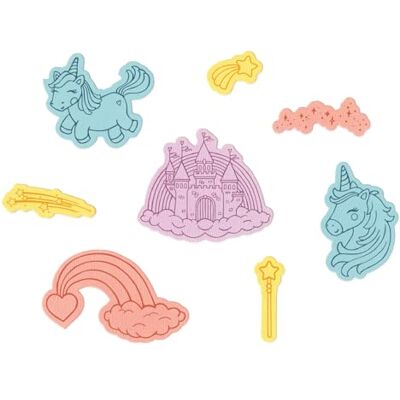 Sizzix Set di timbri trasparenti con fustelle Framelits, unicorni e arcobaleni, 8 timbri in gomma e 8 fustelle da taglio Sizzix Set di timbri trasparenti con fustelle Framelits, unicorni e arcobaleni, 8 timbri in gomma e 8 fustelle da taglio