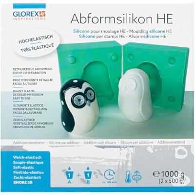 Glorex Silicone per Modellare He, 2 x 500 g, Silicone bicomponente Altamente Elastico per Vari progetti di bricolage, Resistente, caricabile Fino a Max. 150 °C Glorex Silicone per Modellare He, 2 x 500 g, Silicone bicomponente Altamente Elastico per Vari progetti di bricolage, Resistente, caricabile Fino a Max. 150 °C