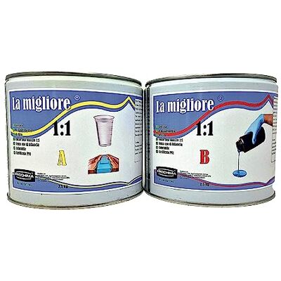 PROCHIMA La Migliore, Resina Epossidica Trasparente A + B 1:1 (Volume), Crea un Effetto Plexyglass che non Ingiallisce, Atossica, Colorabile, Facile da Utilizzare, Cetificata Pn1, 5 KG PROCHIMA La Migliore, Resina Epossidica Trasparente A + B 1:1 (Volume), Crea un Effetto Plexyglass che non Ingiallisce, Atossica, Colorabile, Facile da Utilizzare, Cetificata Pn1, 5 KG