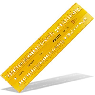 Aristo Isonorm Stencil centrale dritto (5,0 mm, profilo H, tipo B, plastica PET indeformabile), colore: arancione/trasparente Aristo Isonorm Stencil centrale dritto (5,0 mm, profilo H, tipo B, plastica PET indeformabile), colore: arancione/trasparente