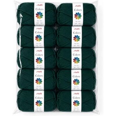 Stafil Colors Set da 10 Gomitoli Colore verde abete – 10 Gomitoli da 50 g (500 g Totali) – Lana Acrilica per Uncinetto, Maglia, Amigurumi, Crochet e Lavori Creativi Stafil Colors Set da 10 Gomitoli Colore verde abete – 10 Gomitoli da 50 g (500 g Totali) – Lana Acrilica per Uncinetto, Maglia, Amigurumi, Crochet e Lavori Creativi
