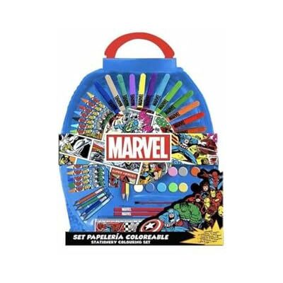Disney Set di cancelleria colorato 50 pezzi Avengers Kit creativo per bambini con supereroi per disegnare e dipingere Disney Set di cancelleria colorato 50 pezzi Avengers Kit creativo per bambini con supereroi per disegnare e dipingere