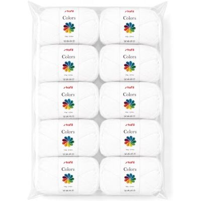 Stafil Colors Set da 10 Gomitoli Colore bianco – 10 Gomitoli da 50 g (500 g Totali) – Lana Acrilica per Uncinetto, Maglia, Amigurumi, Crochet e Lavori Creativi Stafil Colors Set da 10 Gomitoli Colore bianco – 10 Gomitoli da 50 g (500 g Totali) – Lana Acrilica per Uncinetto, Maglia, Amigurumi, Crochet e Lavori Creativi