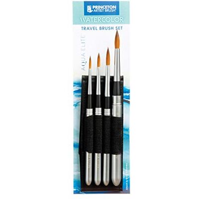 Princeton Art & Brush Aqua Elite 4580 4 pennelli per acquerello Travel Round Brush Set Princeton Art & Brush Aqua Elite 4580 4 pennelli per acquerello Travel Round Brush Set