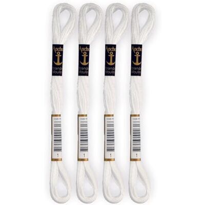 Anchor Set di 4 matasse Stranded Cotton Mouliné 100% cotone Filo da ricamo, punto croce, tela Colore bianco brillante Rif 4635000-4EA_00001 Anchor Set di 4 matasse Stranded Cotton Mouliné 100% cotone Filo da ricamo, punto croce, tela Colore bianco brillante Rif 4635000-4EA_00001