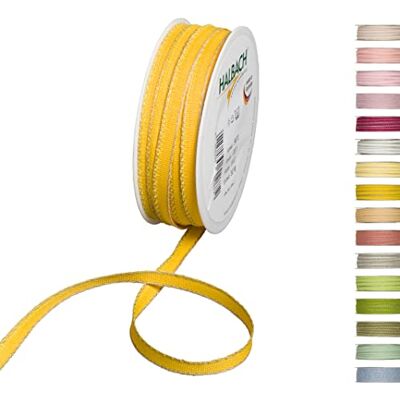 Halbach Seidenbänder Nastro decorativo con bordi in lino, larghezza 7 mm, lunghezza 30 m, nastro regalo per decorare fai da te, nastro decorativo fai da te, colore: giallo/lino Halbach Seidenbänder Nastro decorativo con bordi in lino, larghezza 7 mm, lunghezza 30 m, nastro regalo per decorare fai da te, nastro decorativo fai da te, colore: giallo/lino