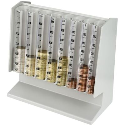HMF Contamonete per ordinare e conservare gli spiccioli, selezionatore di monete trasparente con scala dei valori, salvadanaio per bambini 21 x 19,5 x 10 cm Grigio chiaro HMF Contamonete per ordinare e conservare gli spiccioli, selezionatore di monete trasparente con scala dei valori, salvadanaio per bambini 21 x 19,5 x 10 cm Grigio chiaro