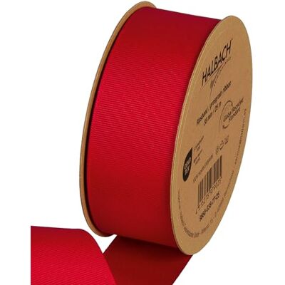 Halbach Seidenbänder Nastro in grosgrain di alta qualità, larghezza: 38 mm, lunghezza: 25 m, nastro regalo sostenibile in poliestere riciclato, ideale come nastro, colore: rosso Halbach Seidenbänder Nastro in grosgrain di alta qualità, larghezza: 38 mm, lunghezza: 25 m, nastro regalo sostenibile in poliestere riciclato, ideale come nastro, colore: rosso