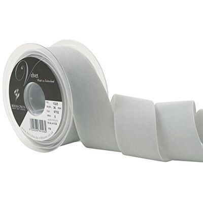 Berisfords Nastro in velluto, colore: argento, 10,2 x 4,5 x 10,2 cm Berisfords Nastro in velluto, colore: argento, 10,2 x 4,5 x 10,2 cm
