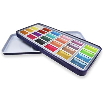 ArtWay Set di Colori ad Acquerello Shimmer Una gamma di colori metallici e perlati perfetti per la pittura ad acquerello 24 Faschette Piene ArtWay Set di Colori ad Acquerello Shimmer Una gamma di colori metallici e perlati perfetti per la pittura ad acquerello 24 Faschette Piene