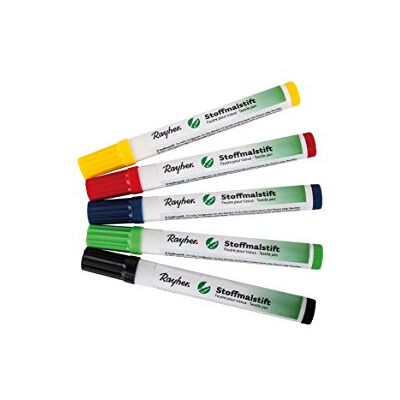 Rayher Set Pennarelli Per Stoffa, Punta Fine, Set 5Pz, Rayher Set Pennarelli Per Stoffa, Punta Fine, Set 5Pz,