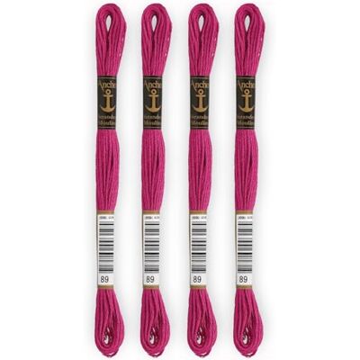 Anchor Set di 4 matasse Stranded Cotton Mouliné 100% cotone Filo da ricamo, punto croce, tela colore fucsia Rif 4635000-4EA_00089 Anchor Set di 4 matasse Stranded Cotton Mouliné 100% cotone Filo da ricamo, punto croce, tela colore fucsia Rif 4635000-4EA_00089