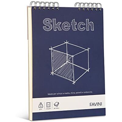 Favini A290634 Sketch blocco con spirale da disegno 80 fogli di carta da 90gr con finitura naturale e colore avoriato formato A4 (21x29,7 cm) Made in Italy Favini A290634 Sketch blocco con spirale da disegno 80 fogli di carta da 90gr con finitura naturale e colore avoriato formato A4 (21x29,7 cm) Made in Italy