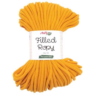 Stafil Filled Ropy Ø 6 mm, Filato Effetto Corda 250 g ~ 50 m, 70% Cotone Riciclato e 30% Poliestere, per Cestini, Decorazioni e Lavori a Uncinetto, Colore Giallo Stafil Filled Ropy Ø 6 mm, Filato Effetto Corda 250 g ~ 50 m, 70% Cotone Riciclato e 30% Poliestere, per Cestini, Decorazioni e Lavori a Uncinetto, Colore Giallo