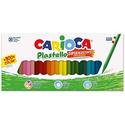 CARIOCA PLASTELLO 42881 Scatola Pastelli a Cera, Lunga Durata, Colori Assortiti, 30 pezzi CARIOCA PLASTELLO 42881 Scatola Pastelli a Cera, Lunga Durata, Colori Assortiti, 30 pezzi