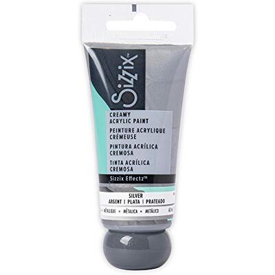 Sizzix Effectz, vernice acrilica metallizzata, argento, 60 ml Sizzix Effectz, vernice acrilica metallizzata, argento, 60 ml