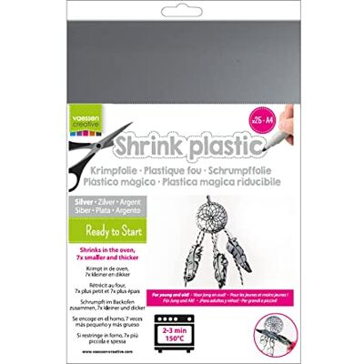 Creative Plastica Termoretraibile, Argento, 25 Fogli, Formato A4, Progetti Creativi Divertenti per Tutte le Età, 21 x 30 cm Creative Plastica Termoretraibile, Argento, 25 Fogli, Formato A4, Progetti Creativi Divertenti per Tutte le Età, 21 x 30 cm