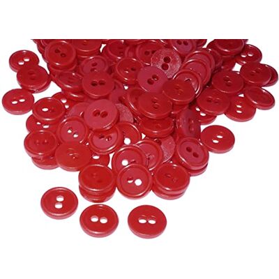 Aerzetix C56316 Set di 100 Bottoni rotondi per cucito Ø11.5x2.2mm con 2 fori diametro apertura 2mm colore rosso in plastica hobby creativo decorazione cucire merceria moda Aerzetix C56316 Set di 100 Bottoni rotondi per cucito Ø11.5x2.2mm con 2 fori diametro apertura 2mm colore rosso in plastica hobby creativo decorazione cucire merceria moda
