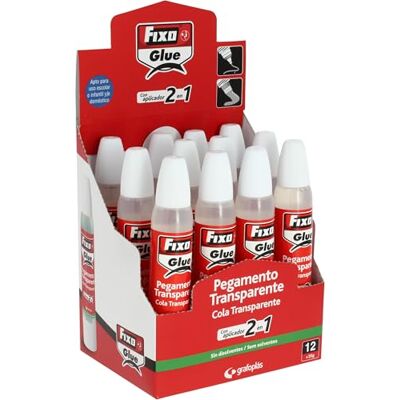 FIXO Glue 12 adesivi scolastici liquidi trasparenti con applicatore 2 in 1 35 g Grande versatilità perfetta sia per aree precise che aree larghe lavabile, perfetto materiale scolastico FIXO Glue 12 adesivi scolastici liquidi trasparenti con applicatore 2 in 1 35 g Grande versatilità perfetta sia per aree precise che aree larghe lavabile, perfetto materiale scolastico