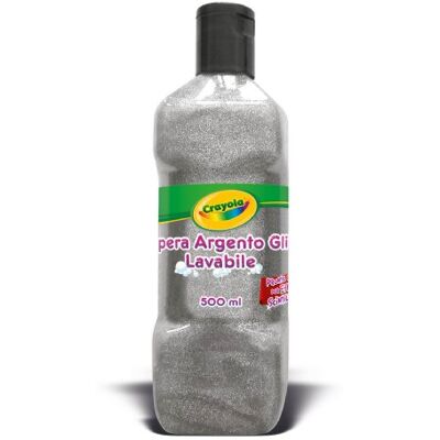CRAYOLA 3932 Tempera Glitter Lavabile Argento, 500 ml CRAYOLA 3932 Tempera Glitter Lavabile Argento, 500 ml