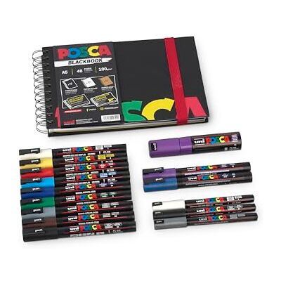 Posca Set di pennarelli XL, 15 pennarelli e un album da disegno, per lavoro, hobby e tempo libero Posca Set di pennarelli XL, 15 pennarelli e un album da disegno, per lavoro, hobby e tempo libero