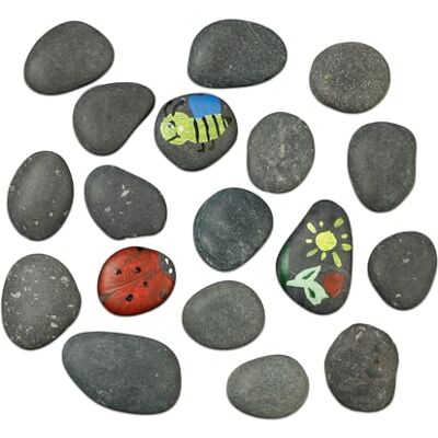 Relaxdays Pietre da dipingere, Decorative Piatte, 3 kg di per Il bricolage, 5-9 cm, Grigio Scuro Relaxdays Pietre da dipingere, Decorative Piatte, 3 kg di per Il bricolage, 5-9 cm, Grigio Scuro