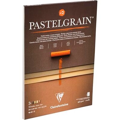 Clairefontaine Blocco collato PastelGrana n°2-12 fogli di carta speciale per pastelli secchi 30x40 cm 360g Assorti teintes naturelles divisori di carta Cristal Clairefontaine Blocco collato PastelGrana n°2-12 fogli di carta speciale per pastelli secchi 30x40 cm 360g Assorti teintes naturelles divisori di carta Cristal