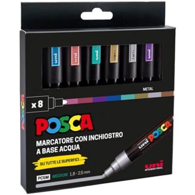 Posca Uni Set con Pennarelli Acrilici Punta Tonda 1.8 2.5 mm, Colori per Tessuti, Legno, Vetro e Altro, Pennarelli Acquerellabili Uni Professionali e Cartoleria, Resistenti a Acqua/Luce Posca Uni Set con Pennarelli Acrilici Punta Tonda 1.8 2.5 mm, Colori per Tessuti, Legno, Vetro e Altro, Pennarelli Acquerellabili Uni Professionali e Cartoleria, Resistenti a Acqua/Luce