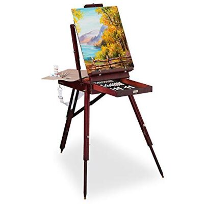 Relaxdays Cavalletto Pittura, Set 35 Accessori, Pennelli, Tavolozza, Tela, Colori Olio, Acrilici, Acquerelli, Marrone Relaxdays Cavalletto Pittura, Set 35 Accessori, Pennelli, Tavolozza, Tela, Colori Olio, Acrilici, Acquerelli, Marrone