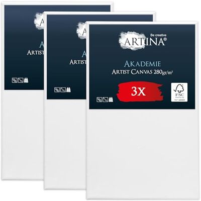 Artina Set da 3 Tela per Dipingere 100% Cotone Telaio in Legno Certificato 50x80cm bianca non si deforma canvas tele per pittura FSC disegno supporti acrilica Akademie Artina Set da 3 Tela per Dipingere 100% Cotone Telaio in Legno Certificato 50x80cm bianca non si deforma canvas tele per pittura FSC disegno supporti acrilica Akademie