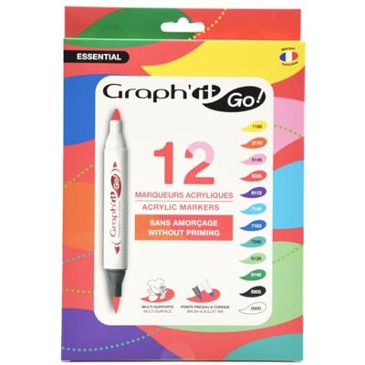 GRAPH'IT GO Set di 12 pennarelli acrilici Essential GRAPH'IT GO Set di 12 pennarelli acrilici Essential