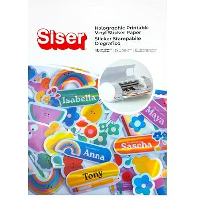 SISER Carta Adesiva Stampabile A4 OLOGRAFICA per stickers Inkjet 10 fogli SISER Carta Adesiva Stampabile A4 OLOGRAFICA per stickers Inkjet 10 fogli
